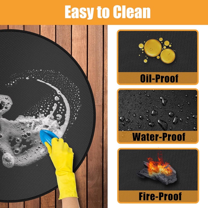 Amerbro 23.8 in Heat Resistant Grill Mat for Outdoor Tabletop Grill to Protect Your Prep Grill Table, Circle Heat Resistant Mats for Countertop, Fireproof & Water Proof & Oil Proof Tabletop Fire Pit Mat-Black - Image 4